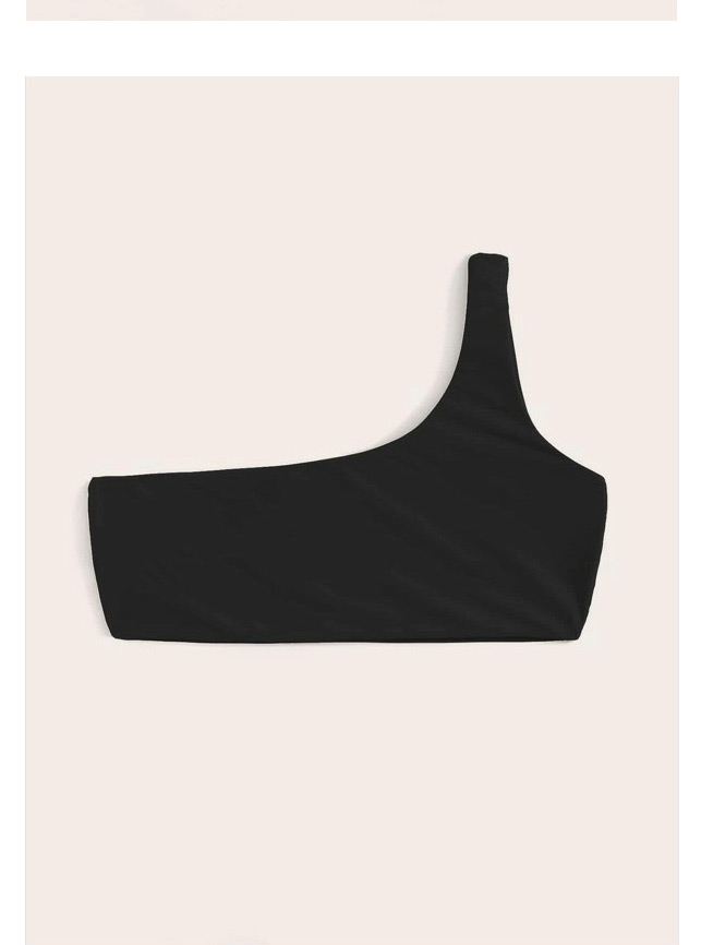 Fashion Black Top Irregular One Shoulder Solid Color Swimsuit Top,Bikini Sets