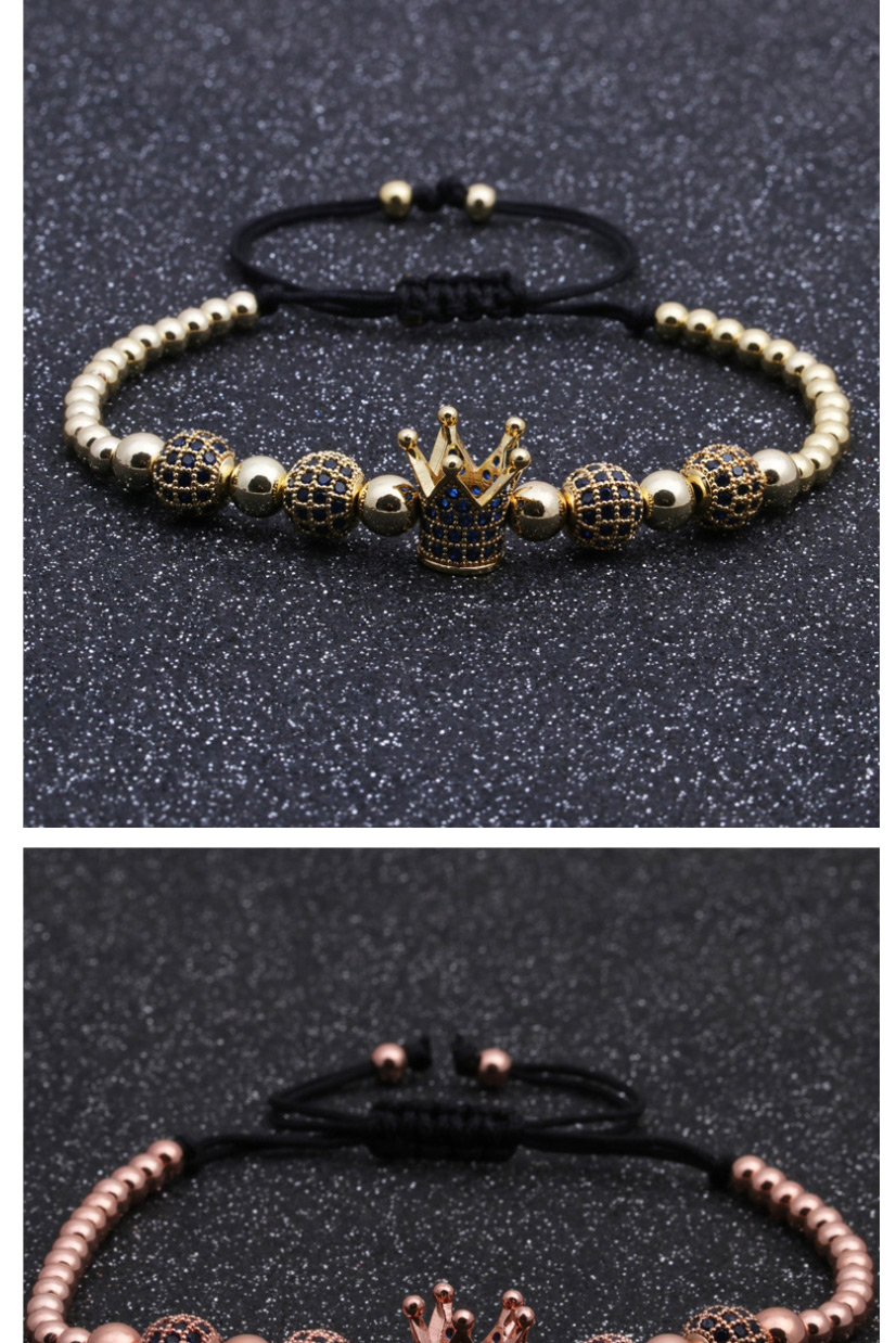 Fashion Rose Gold Blue Zirconium Micro Inlaid Colorful Zircon Crown Diamond Ball Braided Bracelet,Bracelets