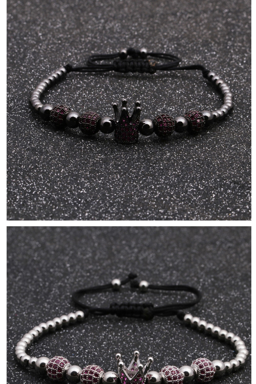Fashion Black Blue Zirconium Micro Inlaid Colorful Zircon Crown Diamond Ball Braided Bracelet,Bracelets