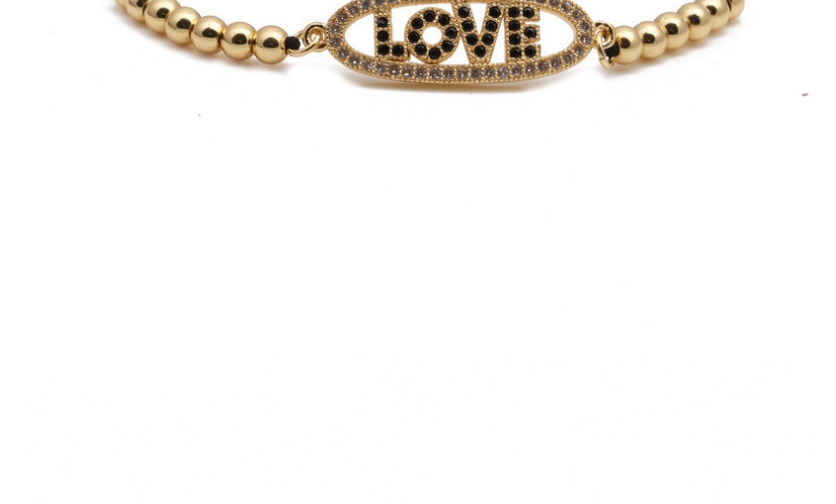 Fashion Golden Copper Micro Inlaid Zircon Letter Copper Bead Woven Adjustable Bracelet,Bracelets