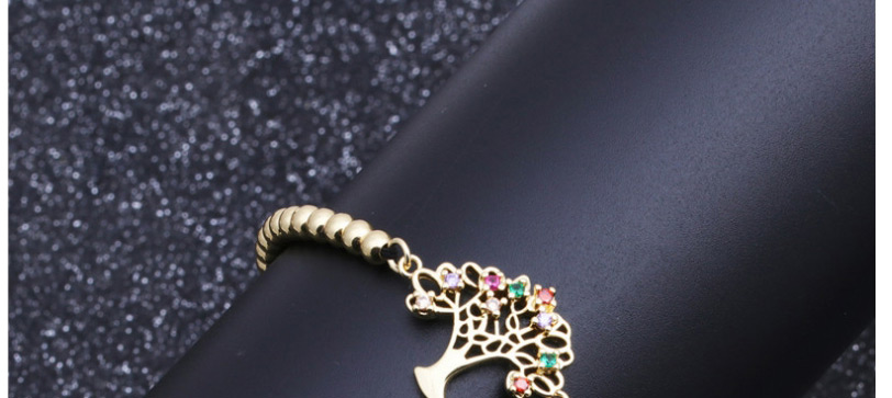 Fashion Golden Micro Inlaid Zirconium Life Tree Beaded Bracelet,Bracelets