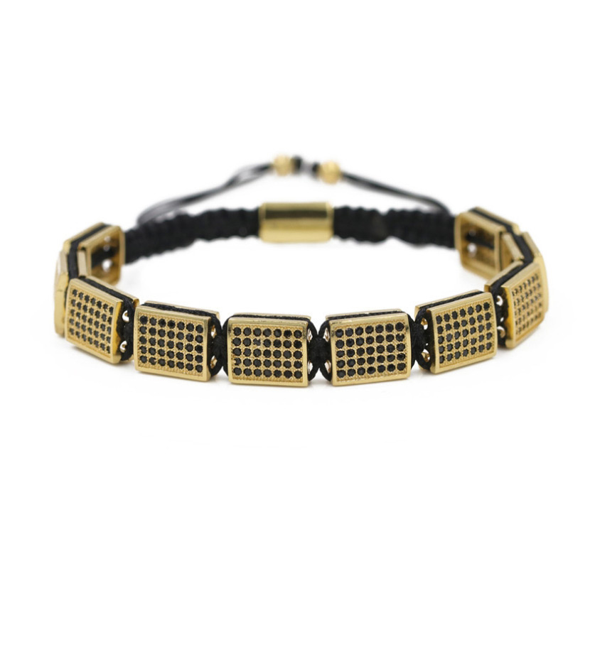 Fashion Golden Micro Inlaid Zircon Woven Rectangular Bracelet,Bracelets