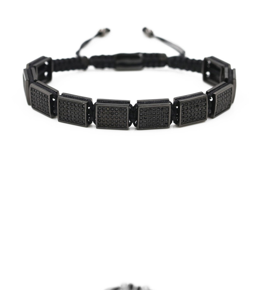 Fashion Grab The Black Micro Inlaid Zircon Woven Rectangular Bracelet,Bracelets