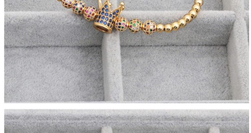 Fashion Golden Micro Inlaid Zircon 6mm Colored Diamond Ball Woven Crown Bracelet,Bracelets