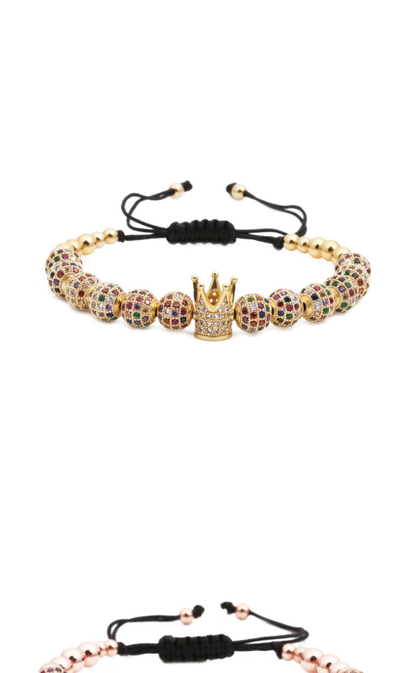Fashion Rose Gold Micro Inlaid Zircon 12 Diamond Ball Woven Crown Bracelets,Bracelets