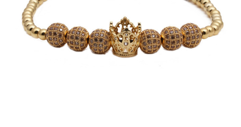 Fashion White K Micro Inlaid Zircon Crown Copper Ball Braided Diamond Ball Bracelet,Bracelets