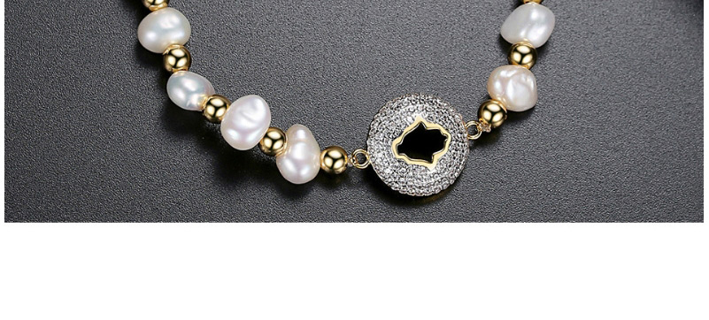 Fashion Gun Black Irregular Pearl Beaded Diamond Geometric Bracelet,Bracelets