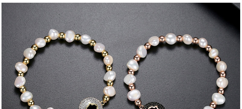 Fashion Gun Black Irregular Pearl Beaded Diamond Geometric Bracelet,Bracelets