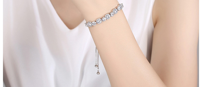 Fashion Platinum Brass Zirconium Geometric Adjustable Pullout Bracelet,Bracelets