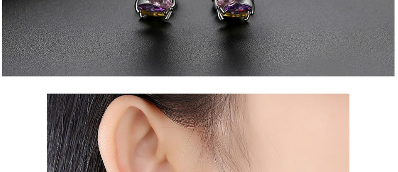 Fashion 18k Cubic Zirconia Geometric Hollow Contrast Color Stud Earrings,Rings