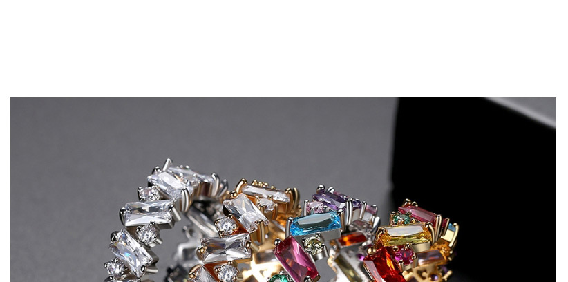 Fashion White Zirconium 9 # Rhodium-plated Diamond Ring,Rings