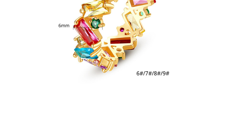 Fashion Color 7 # Rhodium-plated Diamonds Irregular Contrast Ring,Rings