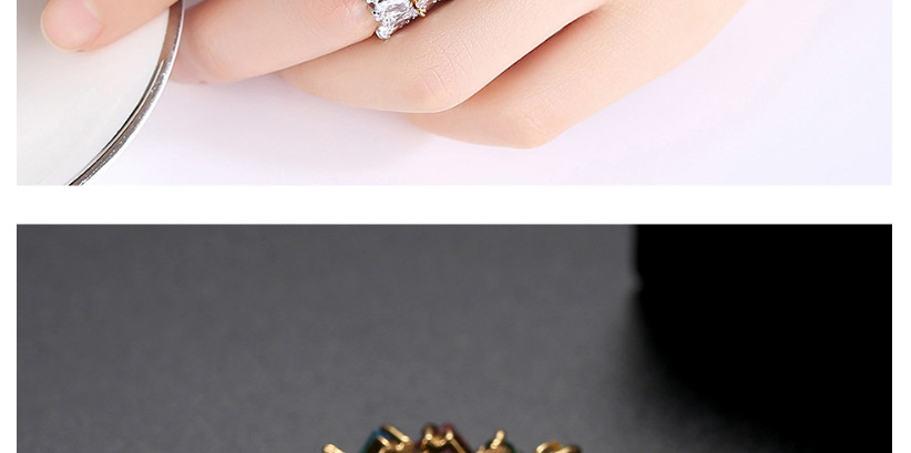 Fashion White Zirconium 9 # 18k Gold Plated Irregular Ring With Diamonds,Rings