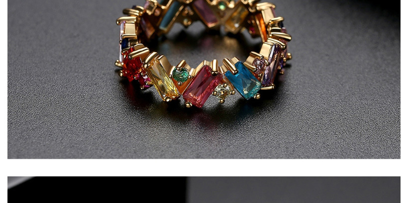 Fashion Color 7 # Rhodium-plated Diamonds Irregular Contrast Ring,Rings