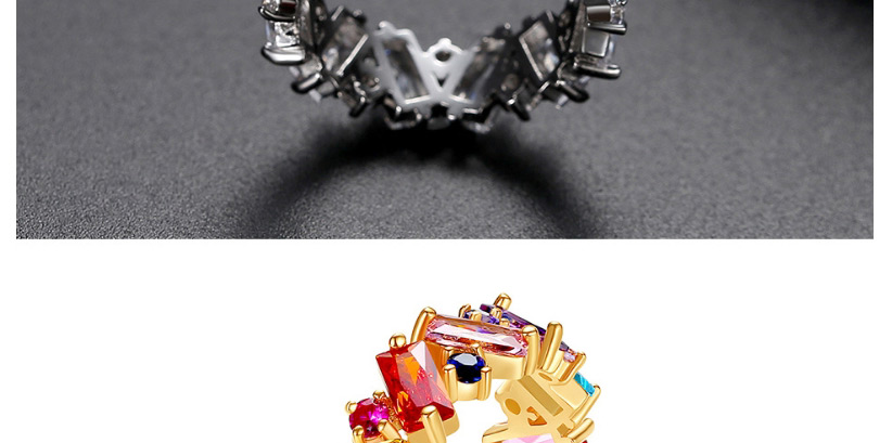Fashion White Zirconium 8 # Rhodium-plated Diamond Ring,Rings