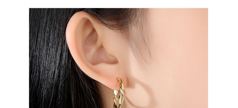 Fashion Platinum Twisted Alloy Round Ear Studs,Earrings