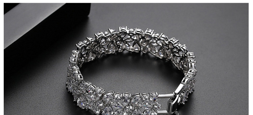 Fashion Platinum Cubic Zirconia Leaf Geometric Bracelet,Bracelets