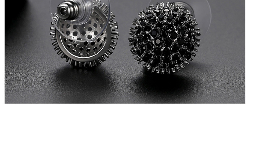 Fashion Black Zirconium 18k Round Geometric Stud Earrings With Diamonds,Earrings