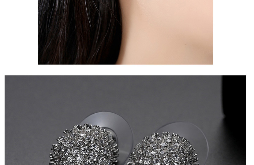 Fashion Green Diamond-plated White Gold Geometric Stud Earrings,Earrings