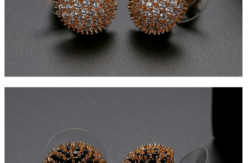 Fashion Black Zirconium Diamond-plated White Gold Geometric Stud Earrings,Earrings