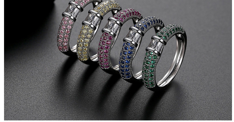 Fashion Pink 9 Yards Copper-set Zircon Contrast Alloy Ring,Earrings