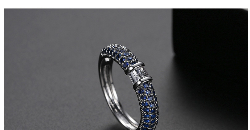 Fashion 9 Yards In Blue Copper-set Zircon Contrast Alloy Ring,Earrings