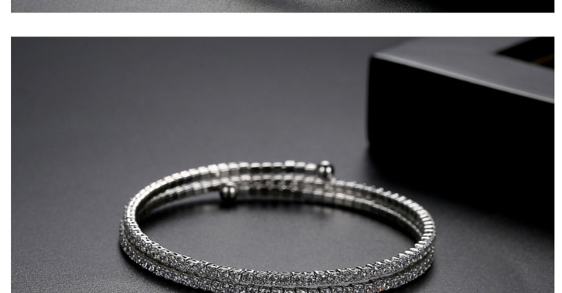 Fashion White Zirconium Plated 18k Diamond Adjustable Bracelet,Bracelets