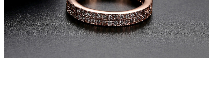 Fashion Rose Gold 8 Yards Double Row Ring With Diamonds,Rings