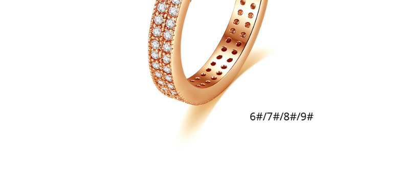 Fashion Rose Gold 7 Yards Double Row Ring With Diamonds,Rings