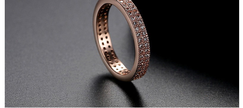 Fashion Rose Gold 9 Yards Double Row Ring With Diamonds,Rings