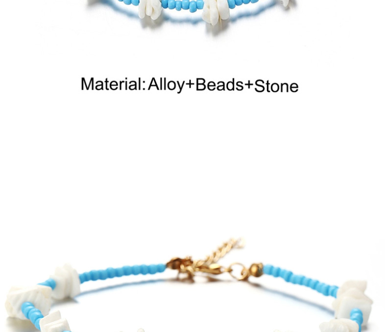 Fashion blue Broken Shell Contrast Rice Bead Anklet,Fashion Anklets
