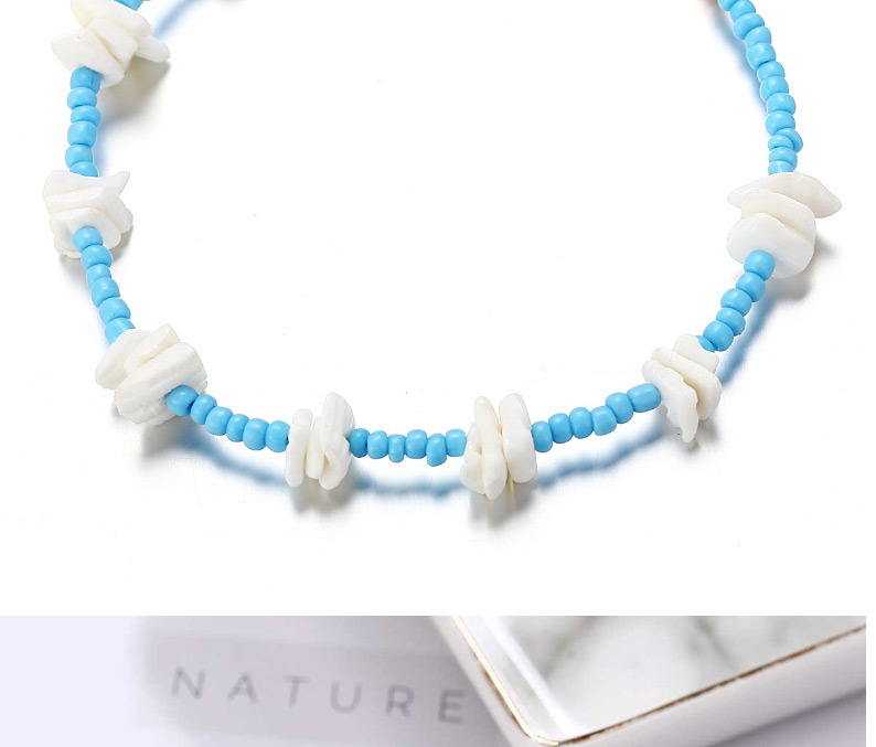 Fashion blue Broken Shell Contrast Rice Bead Anklet,Fashion Anklets