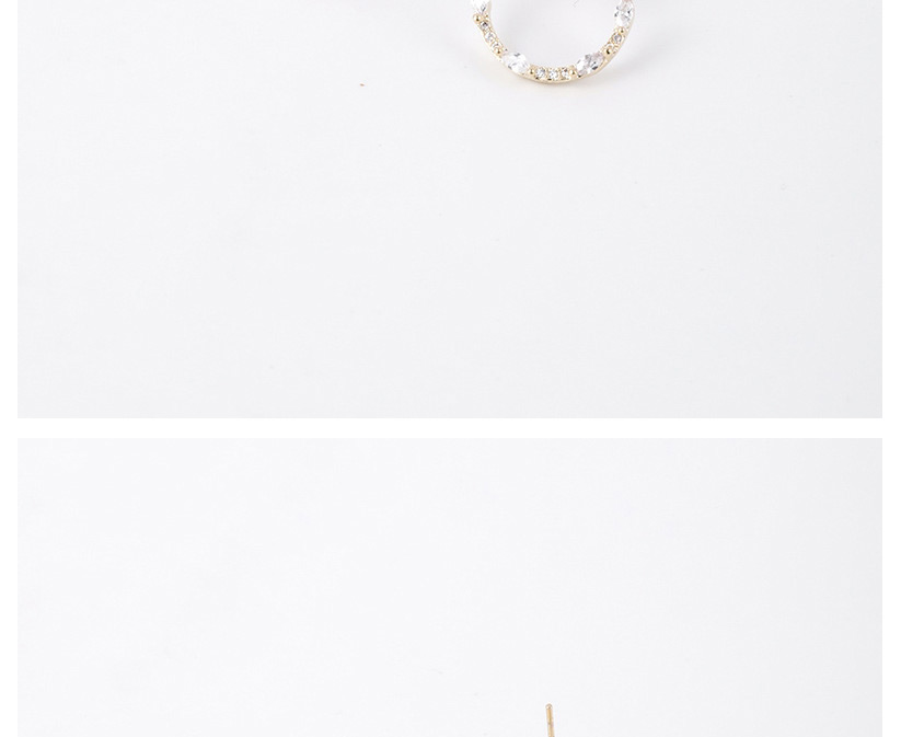 Fashion Golden Geometric Micro Diamond Notched Circle Star Moon Stud Earrings,Stud Earrings