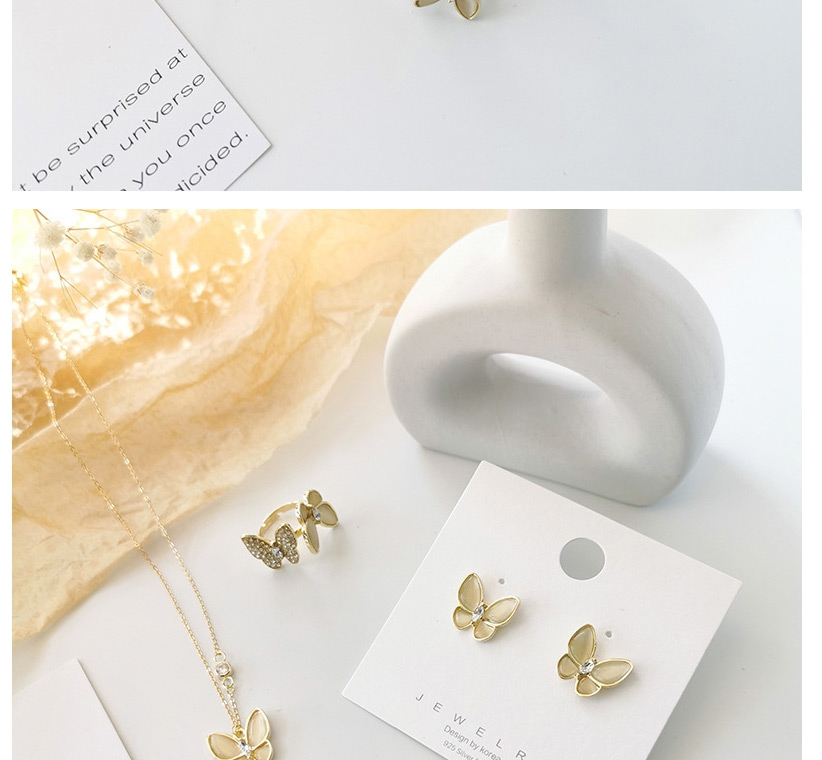 Fashion Golden Butterfly Diamond Alloy Earrings,Stud Earrings