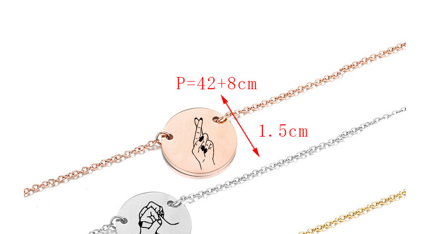Fashion Steel Color Stainless Steel Engraved Gesture Round Necklace Double Hole 15mm,Necklaces