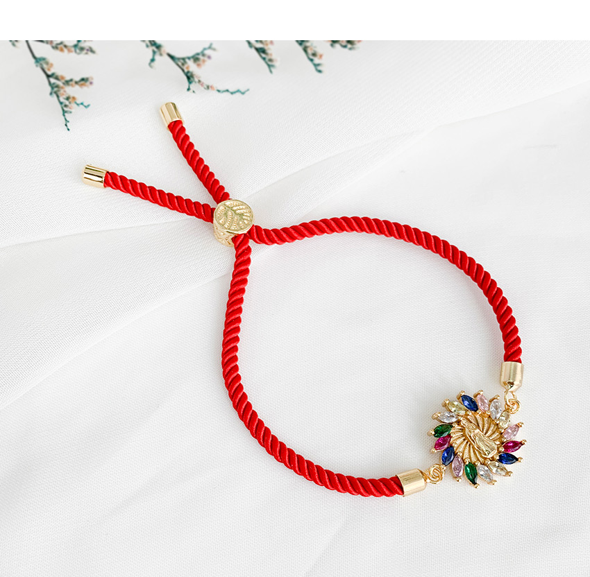 Fashion Red Brass Inlaid Zircon Braided Bracelet,Bracelets