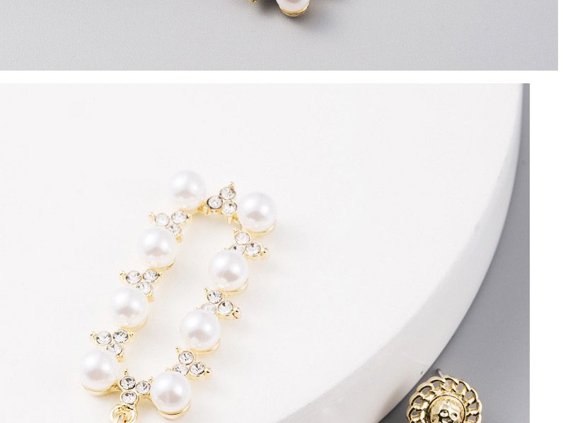 Fashion Golden Geometric pearl alloy diamond earrings,Drop Earrings