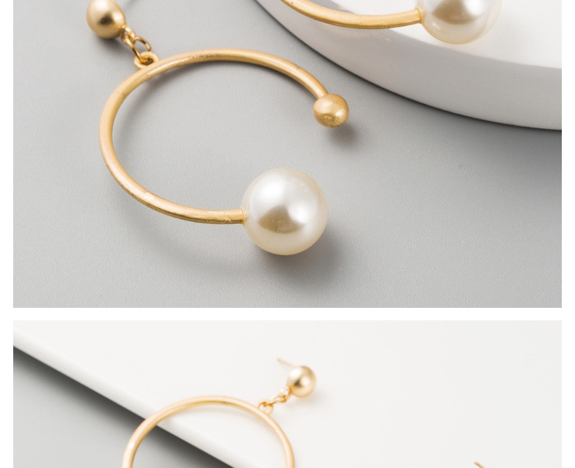 Fashion gold color circular shape pearl decorated earrings,Drop Earrings