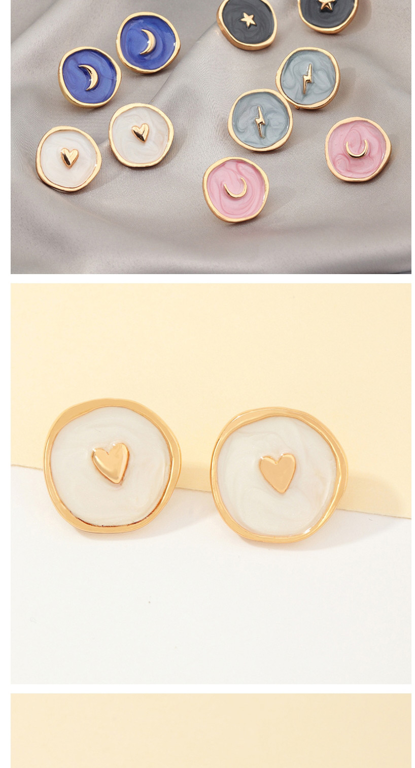 Fashion Pink Alloy Dripping Moon Geometric Stud Earrings,Stud Earrings
