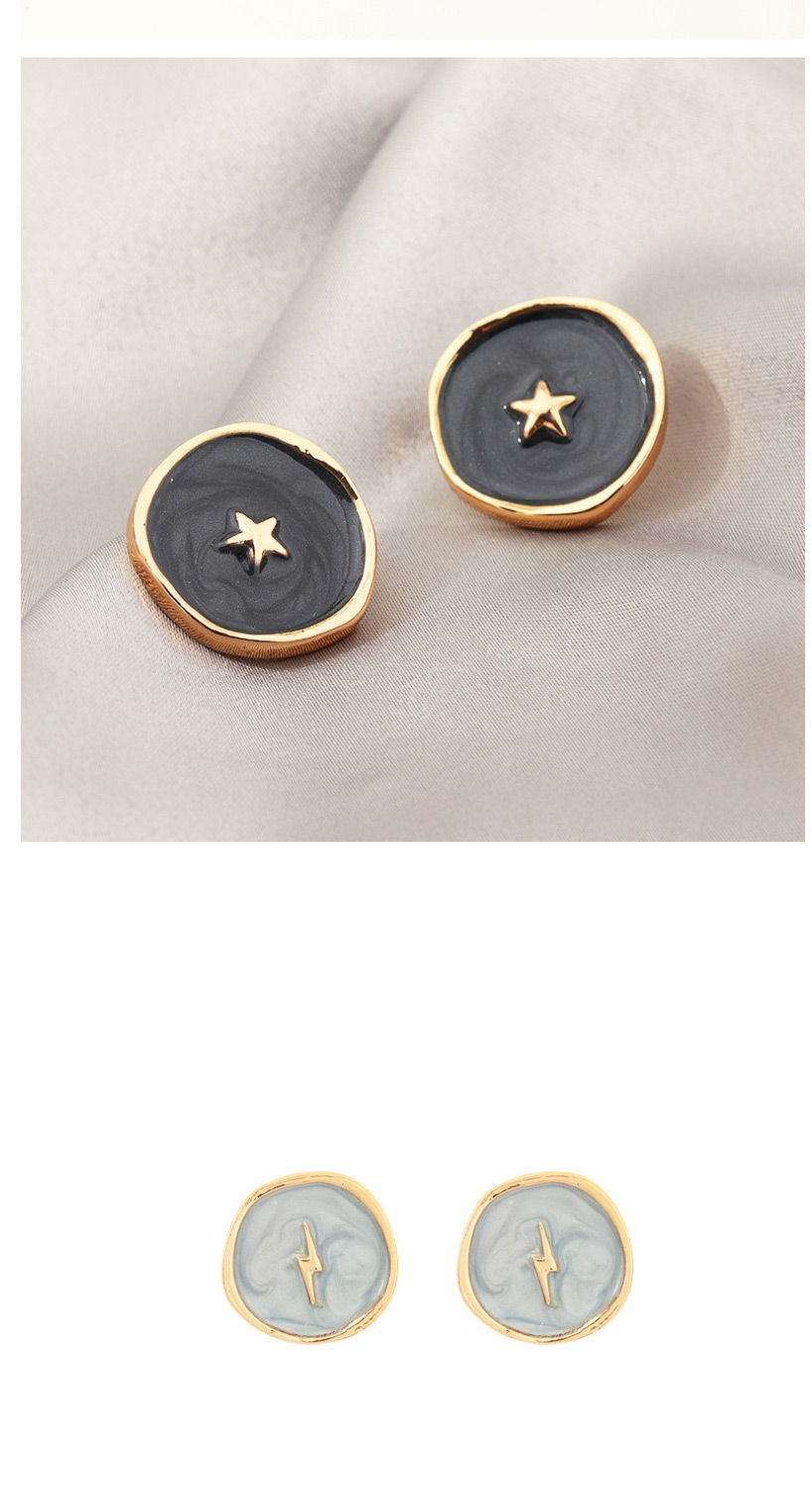 Fashion black Alloy Drop Oil Star Geometric Round Stud Earrings,Stud Earrings