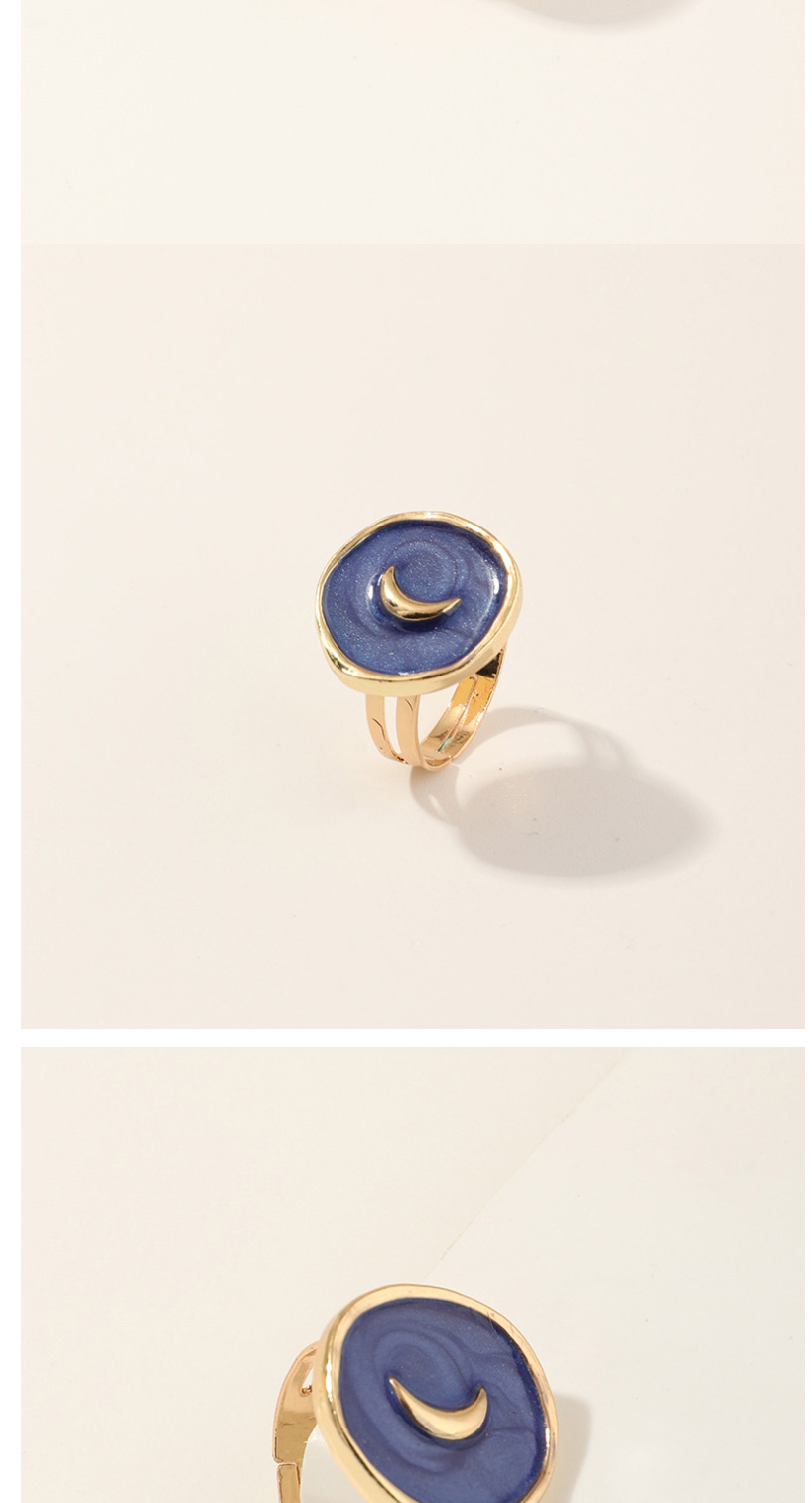 Fashion Gold +pink color moon pattern decorate ring,Fashion Rings