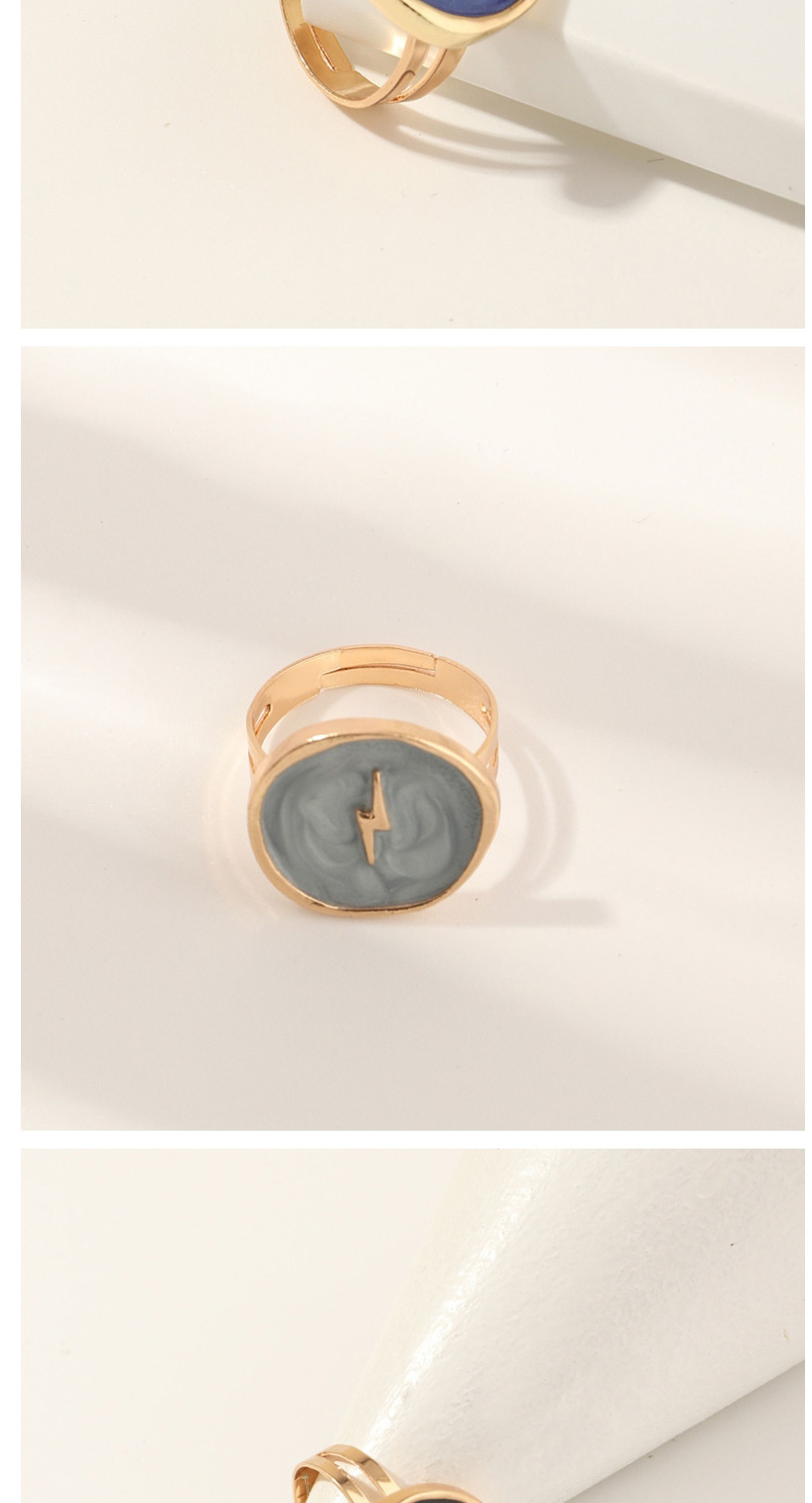 Fashion Royal blue Alloy Dripping Moon Geometric Round Ring,Fashion Rings