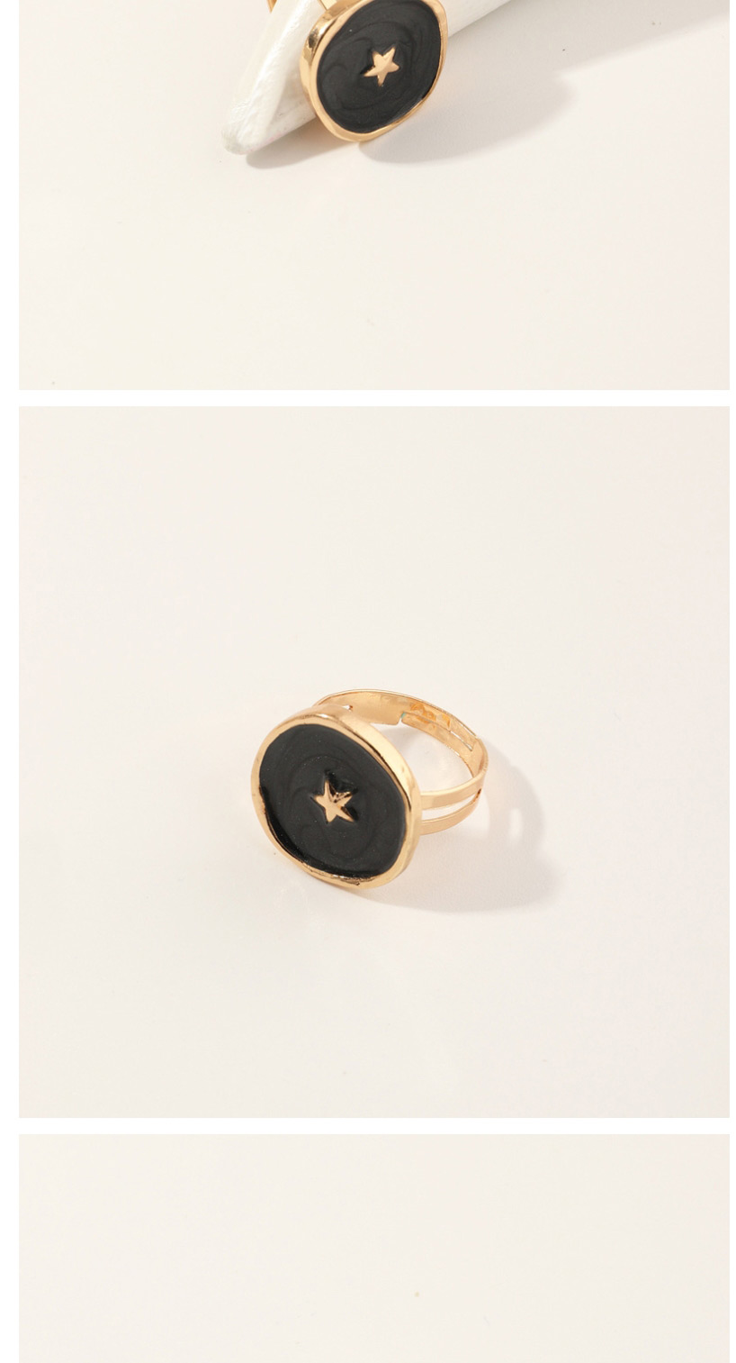 Fashion gold color+black star shape decorated ring,Fashion Rings