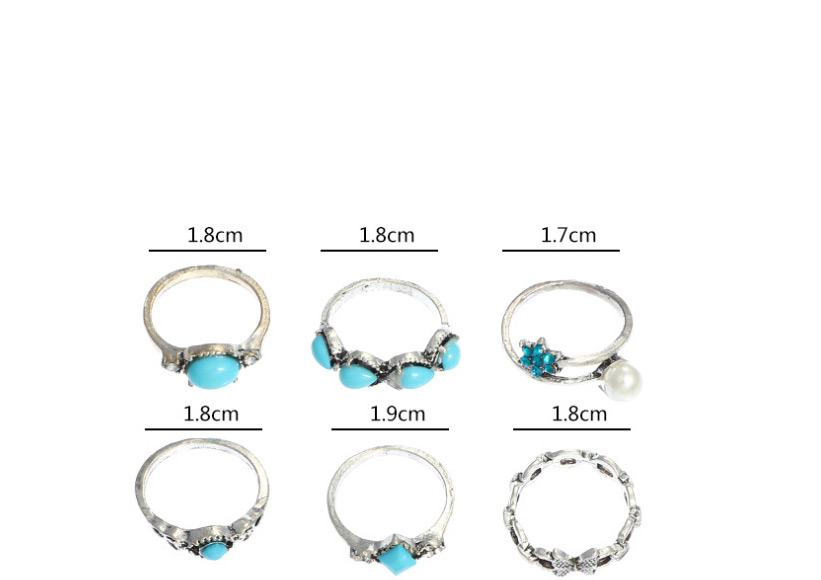 Fashion silver color+blue Adjustable Natural Stone Irregular ring set,Rings Set