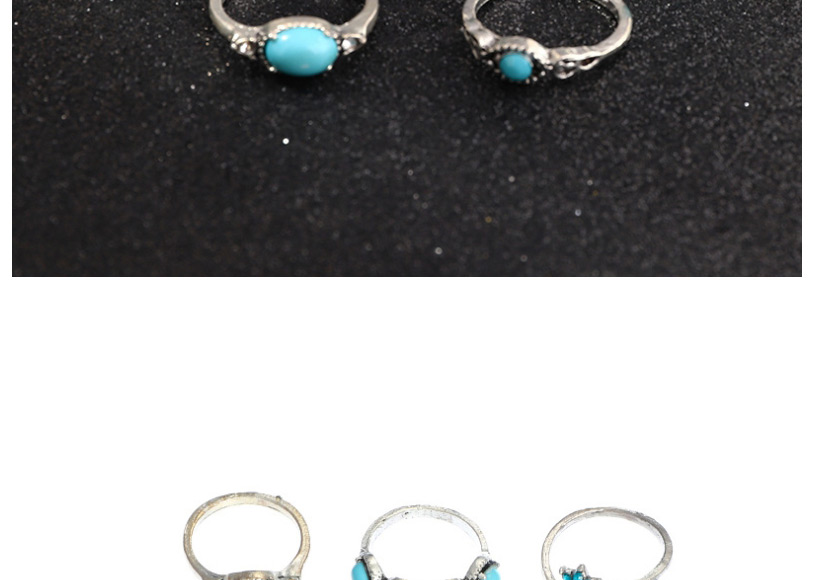 Fashion silver color+blue Adjustable Natural Stone Irregular ring set,Rings Set