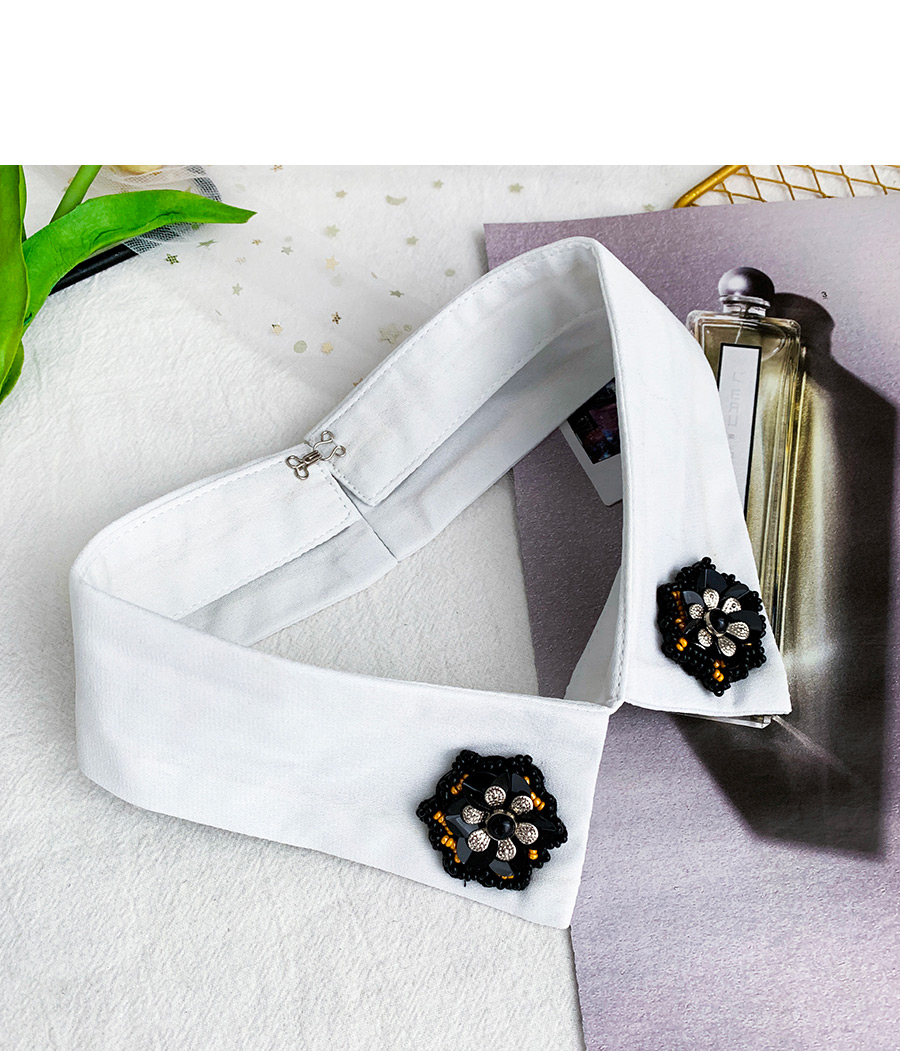 Fashion White Cloth Mizhu Alloy Flower Fake Collar,Thin Scaves