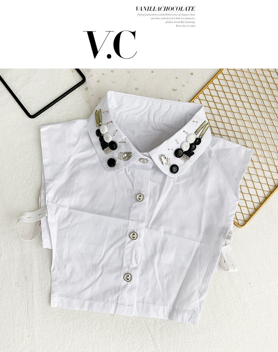 Fashion White Cloth Resin Rice Bead Breasted Fake Collar,Thin Scaves