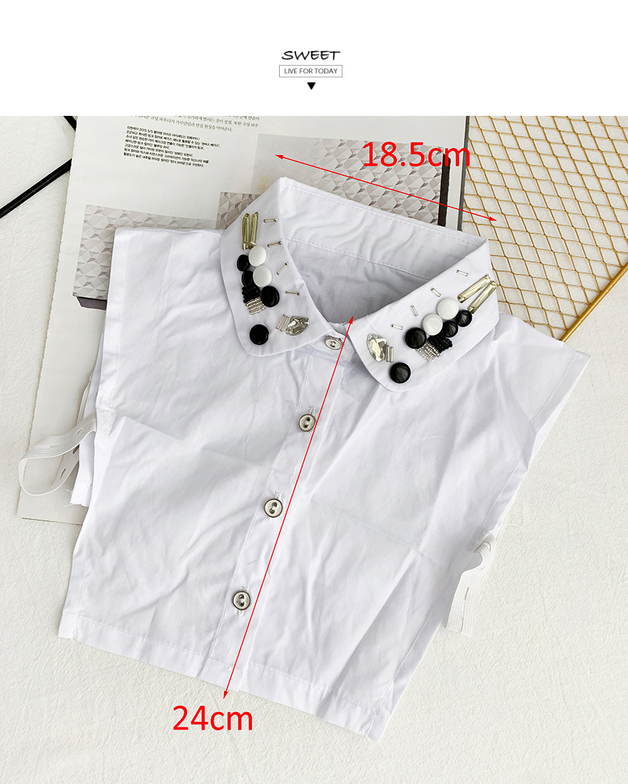 Fashion White Cloth Resin Rice Bead Breasted Fake Collar,Thin Scaves