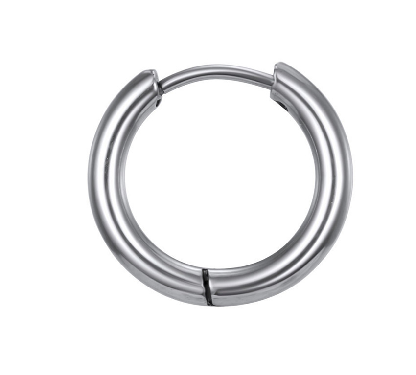 Fashion Black single 10mm Color retaining stainless steel geometric round earrings,Hoop Earrings