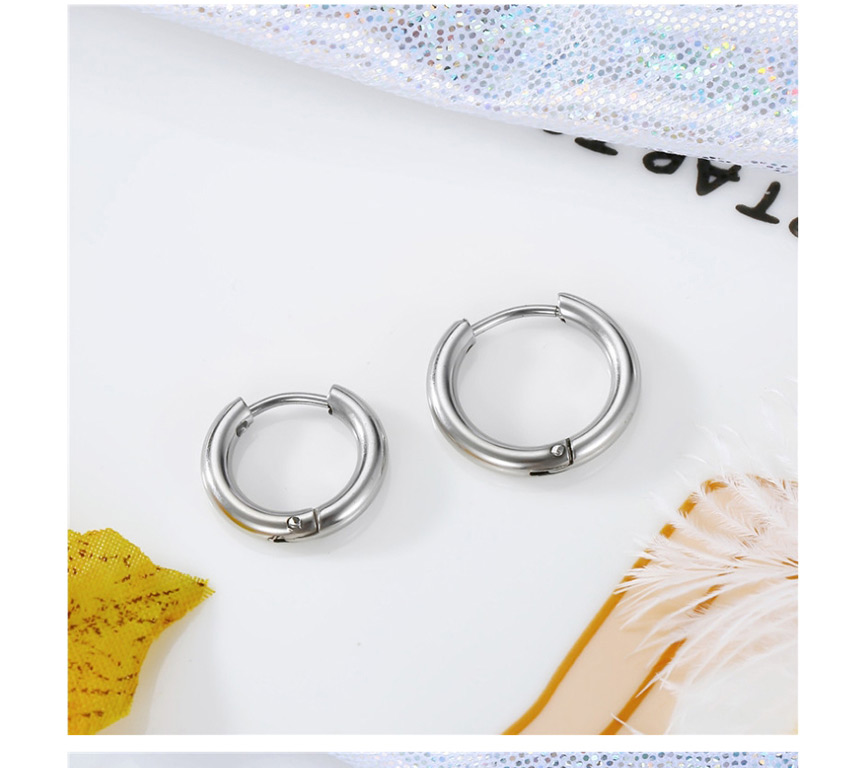 Fashion Black single 16mm Color retaining stainless steel geometric round earrings,Hoop Earrings